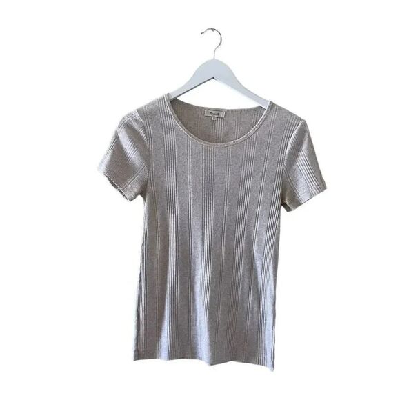 Madewell Oatmeal Ivory Pearl Harbor Short Sleeves T-Shirt SZ L #1296 - Picture 1 of 11